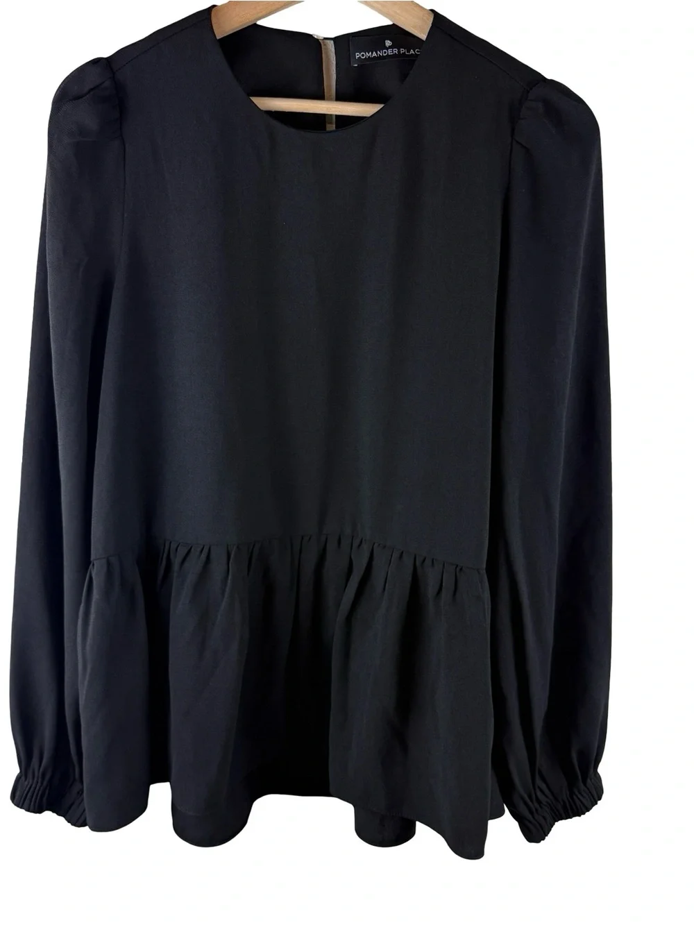 Tuckernuck Pomander Place Black Carlotta Peplum Blouse
